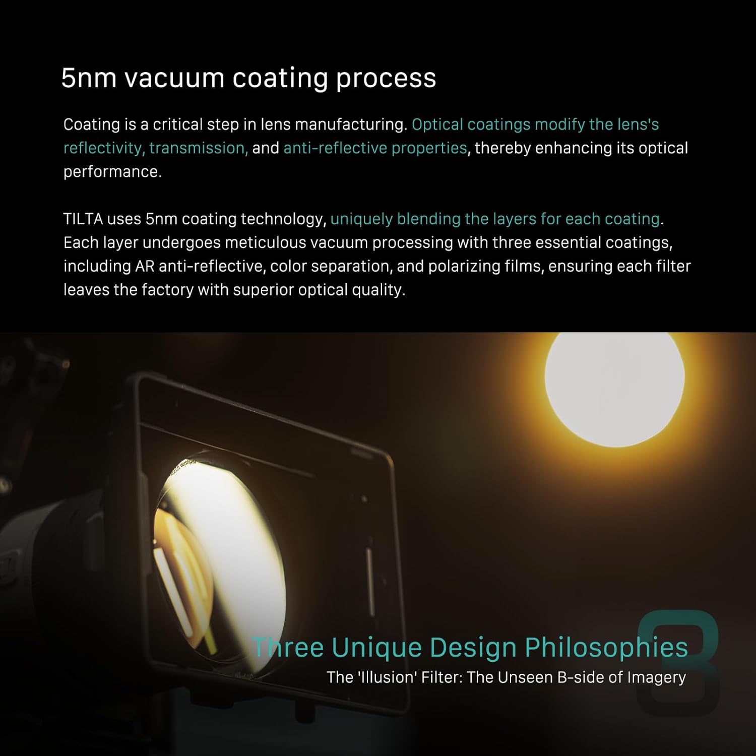 Tilta Illusion 95mm Polarizer Filter | Ultra Low Reflection | True Color | Double-Sided Nano Coated | Water White Glass | Multi-Colored Flares | Lightweight | Protects Against Scratches, & Debris