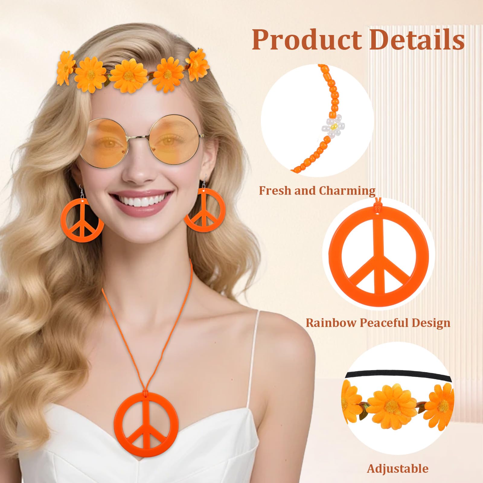 Hpmjz 6Pcs Hippie Costume Accessories Set - Image 3
