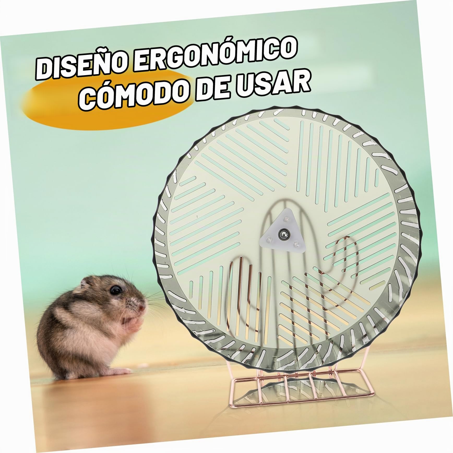 WOONEKY Rueda Silenciosa Hamster Base Estable y Diseño de Plástico y Aleación, Accesorio Adecuado para Jaulas y Deportes de Mascotas Pequeñas