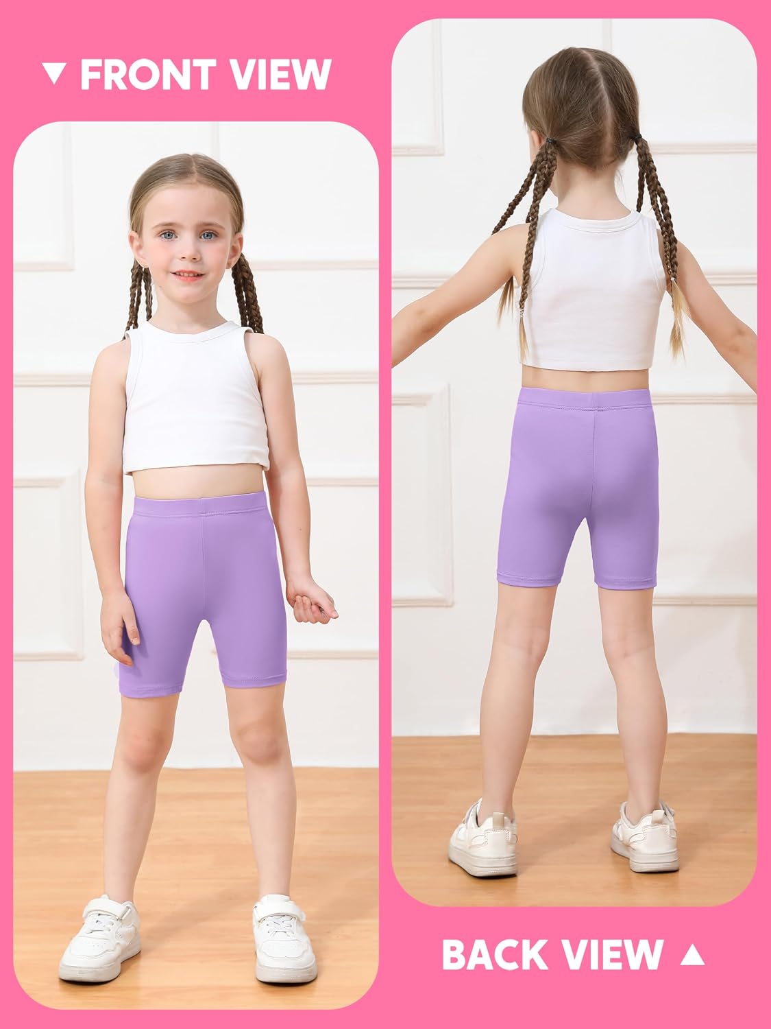 Ruisita 6 Pack Baby Toddler Girls Cotton Bike Shorts Soft Girl Thickened Cartwheel Shorts Solid Safety Dance Short for Kids