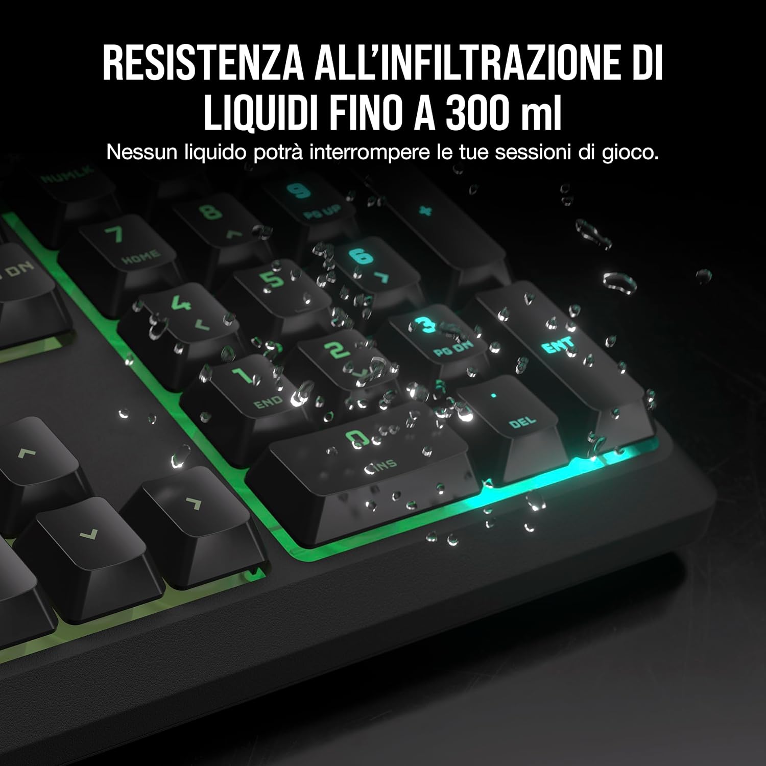 K55 CORE RGB Tastiera da Gioco a Membrana Cablata ÔÇô Interruttori Silenziosi e Reattivi ÔÇô Resistenza al Versamento ÔÇô RGB a Dieci Zone ÔÇô Compatibile con iCUE ÔÇô QWERTY IT ÔÇô PC - Tastiera gaming - Immagine 3