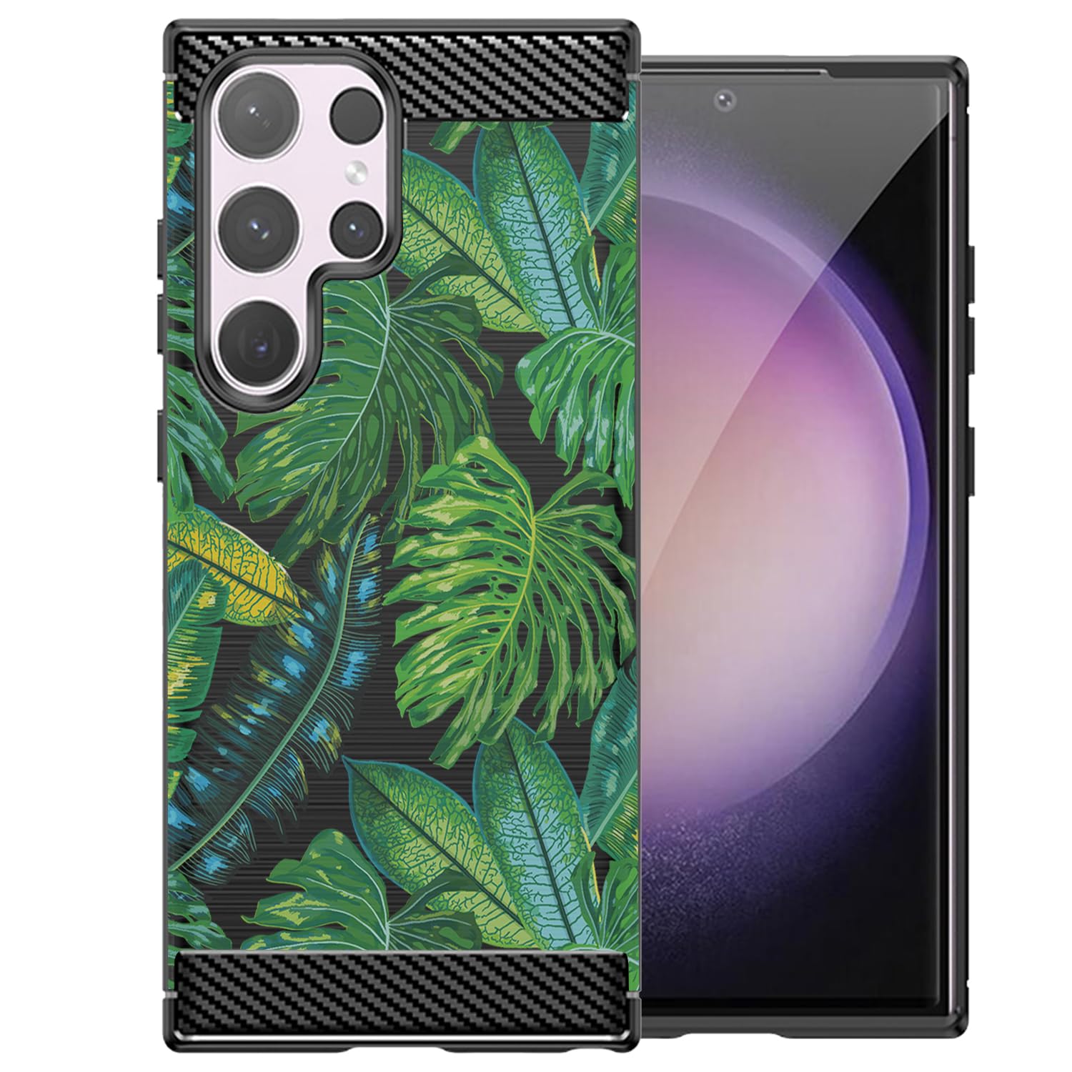 CasesOnDeck Slim TPU Case Compatible with Samsung Galaxy S25 Ultra / S25 Ultra Case [Flex Carbon] Black Floral Slim Flexible TPU Matte Design Cover -