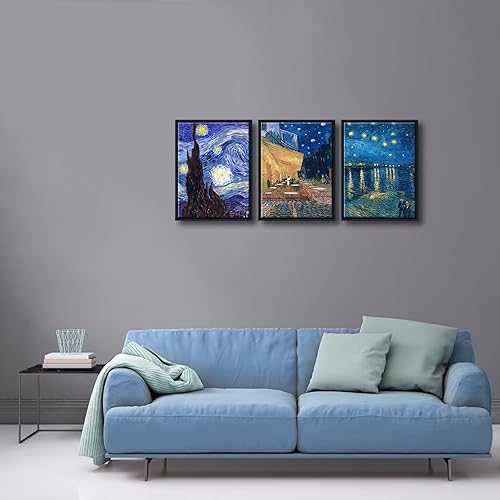 Vista 75 de Wieco Art Great Wave of Kanagawa Katsushika Hokusai 3 piezas modernas sobre lienzo estirado impresiones sobre lienzo, arte de pared para decoración