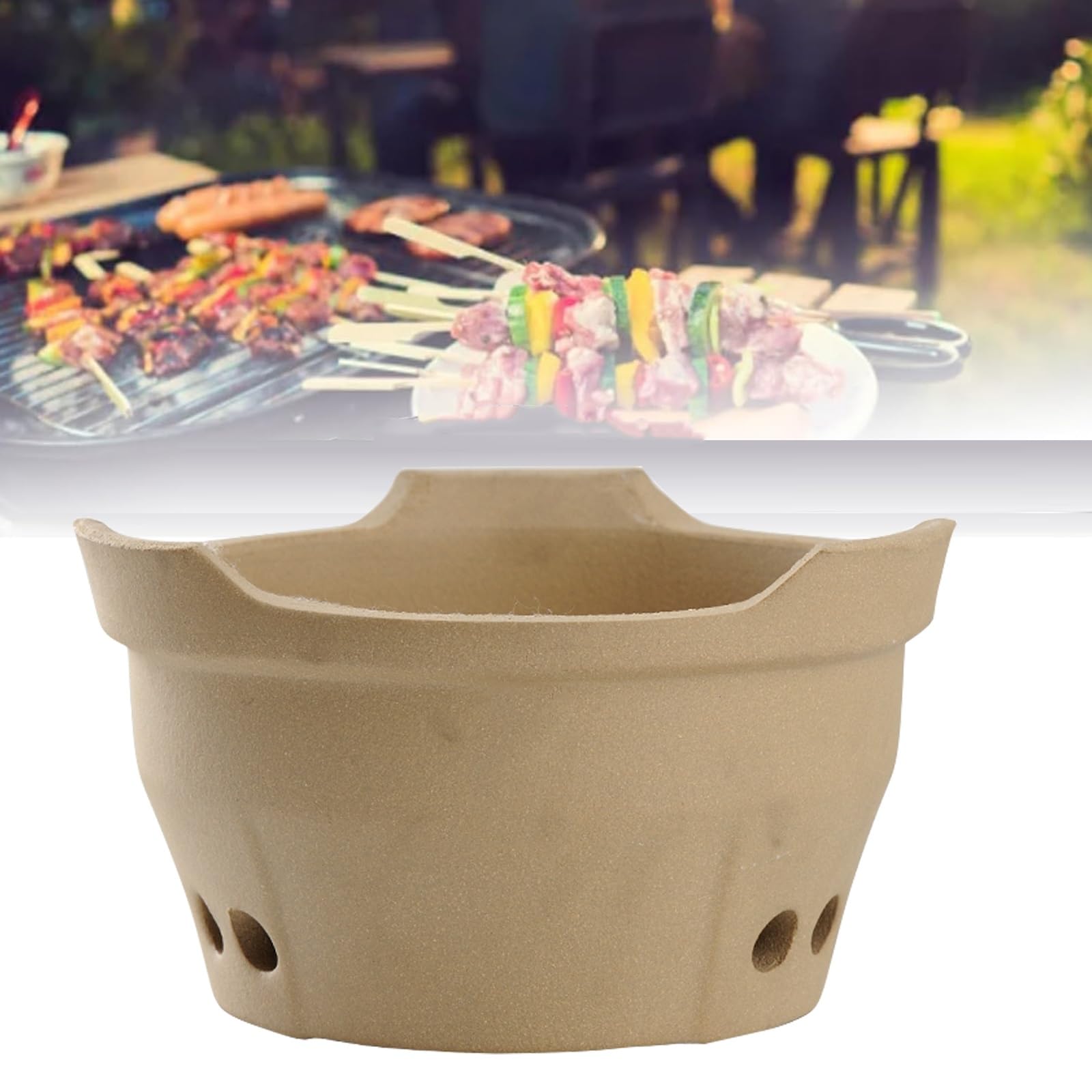 Wielofunkcyjny przenośny ceramiczny grill na węgiel drzewny z kotłem do herbaty do gotowania wewnątrz i na zewnątrz oraz przygotowywania herbaty, zawiera blachę do pieczenia w domu i na kempingu