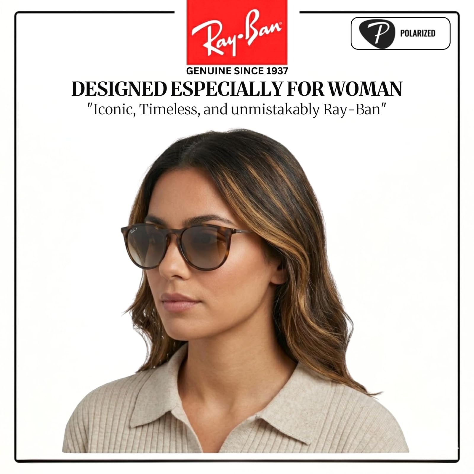 Ray-Ban RB4171 ERIKA Klassische Sonnenbrille in Phantos-Form mit Brillen-Set, hohe Steg-Passform, Retro-Sonnenbrille