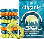Cliganic 10 Pack Mosquito Repellent Bracelets for Adults & Kids - Natural DEET-Free Bands, Individually Wrapped