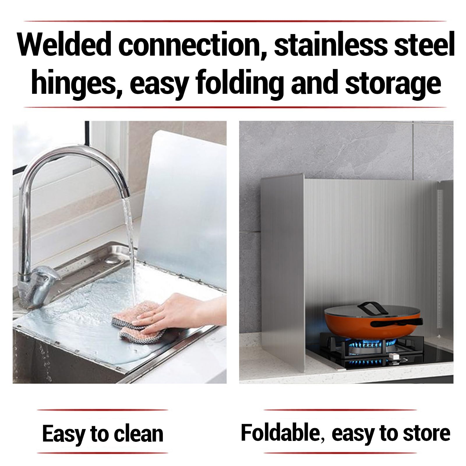 Cuisine Reglable Plaque Anti Projection,Protection D'éCran pour CuisinièRe,CréDence De Cuisine INOX Brossé,Facile à Utiliser,Aux Plaques De Cuisson,Aux éTablis