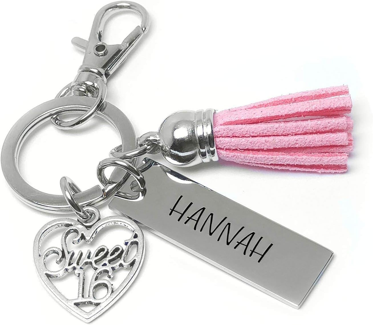 Sweet 16 Gift - Personalized Key Chain - Birthday Gift - First Time Driver - Pink Tassel