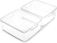 Vista 11 de BINO Contenedores de almacenamiento de plástico, grandes, paquete de 2 de The Lucid Collection, contenedores multiusos, asas integradas, libres