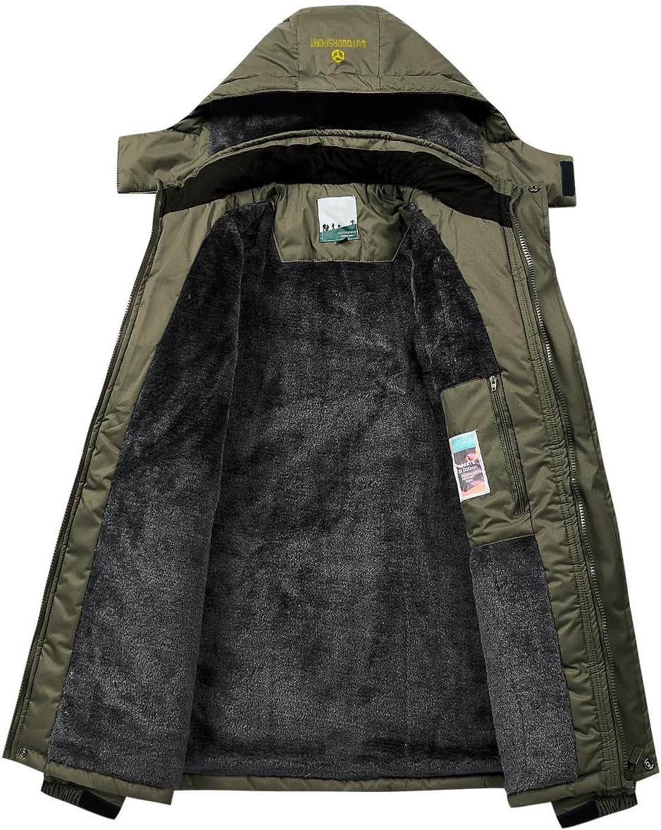 Men's Winter Ski Jacket Warm Fleece Waterproof Outdoor Mountain Hiking Windbreaker Hooded Snow Rain Coat - Image 3