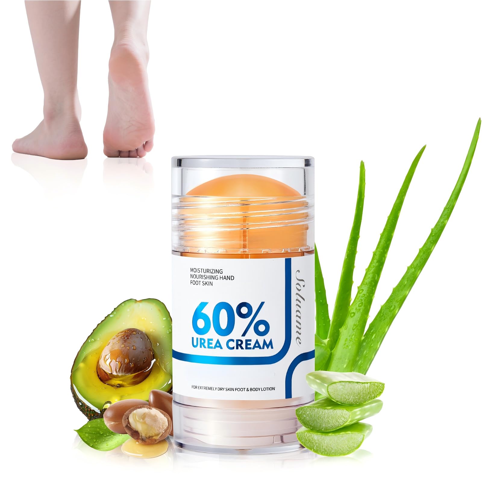 Urea Cream 60 Percent for Feet Urea Cream Stick for Cracked Heels and Dry Skin Urea Foot Moisturiser for Women and Men Suitable for Feet Knees and Elbows 40g