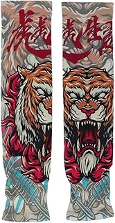 Mangas de braço de tatuagem, mangas de braço de tatuagem de seda de gelo proteção solar UV UPF 50+ mangas de tatuagem respiráveis finas para uso diário ao ar livre de seda de gelo para ciclismo ao a