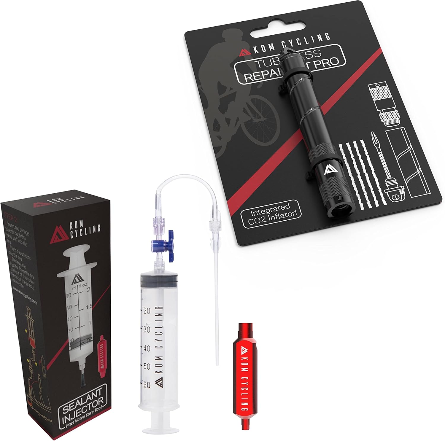 KOM Cycling Tubeless Sealant Injector Syringe and KOM