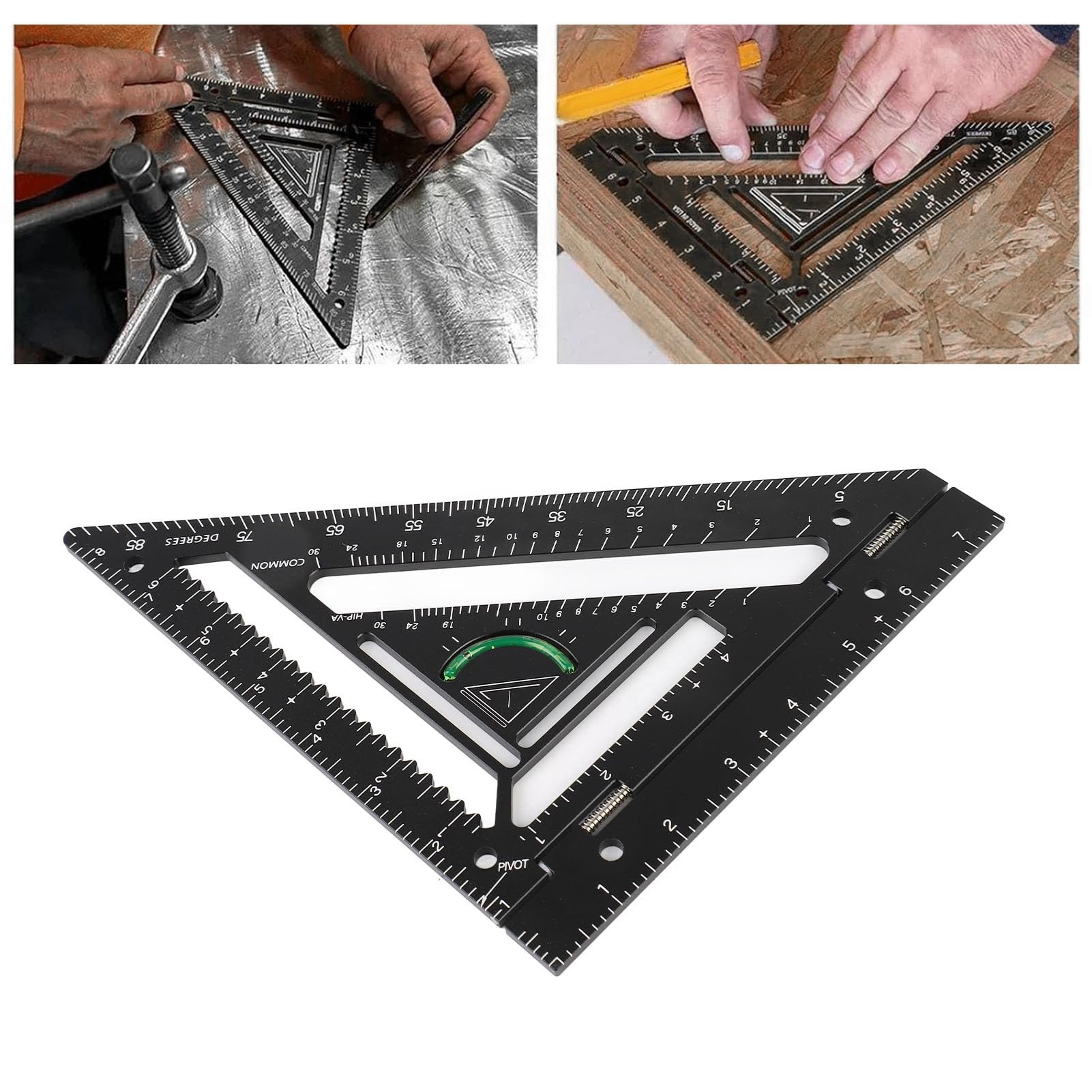 Squadra da carpentiere Mavaol, lega di alluminio, squadra per trave regolabile, goniometro, design ergonomico, misurazioni precise, per la lavorazione del legno e l'edilizia
