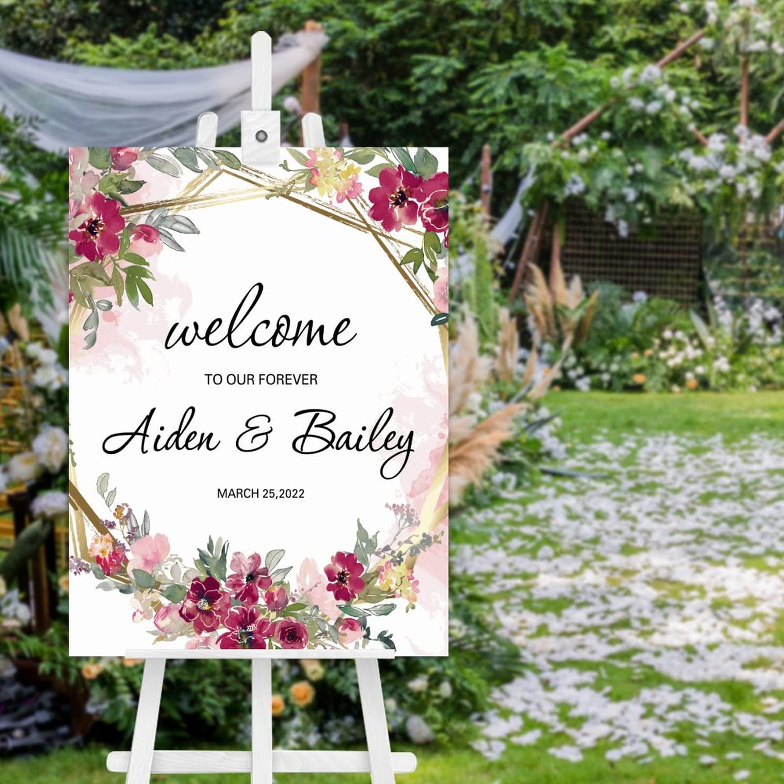 Panneau de bienvenue mariage personnalisé en bois noble