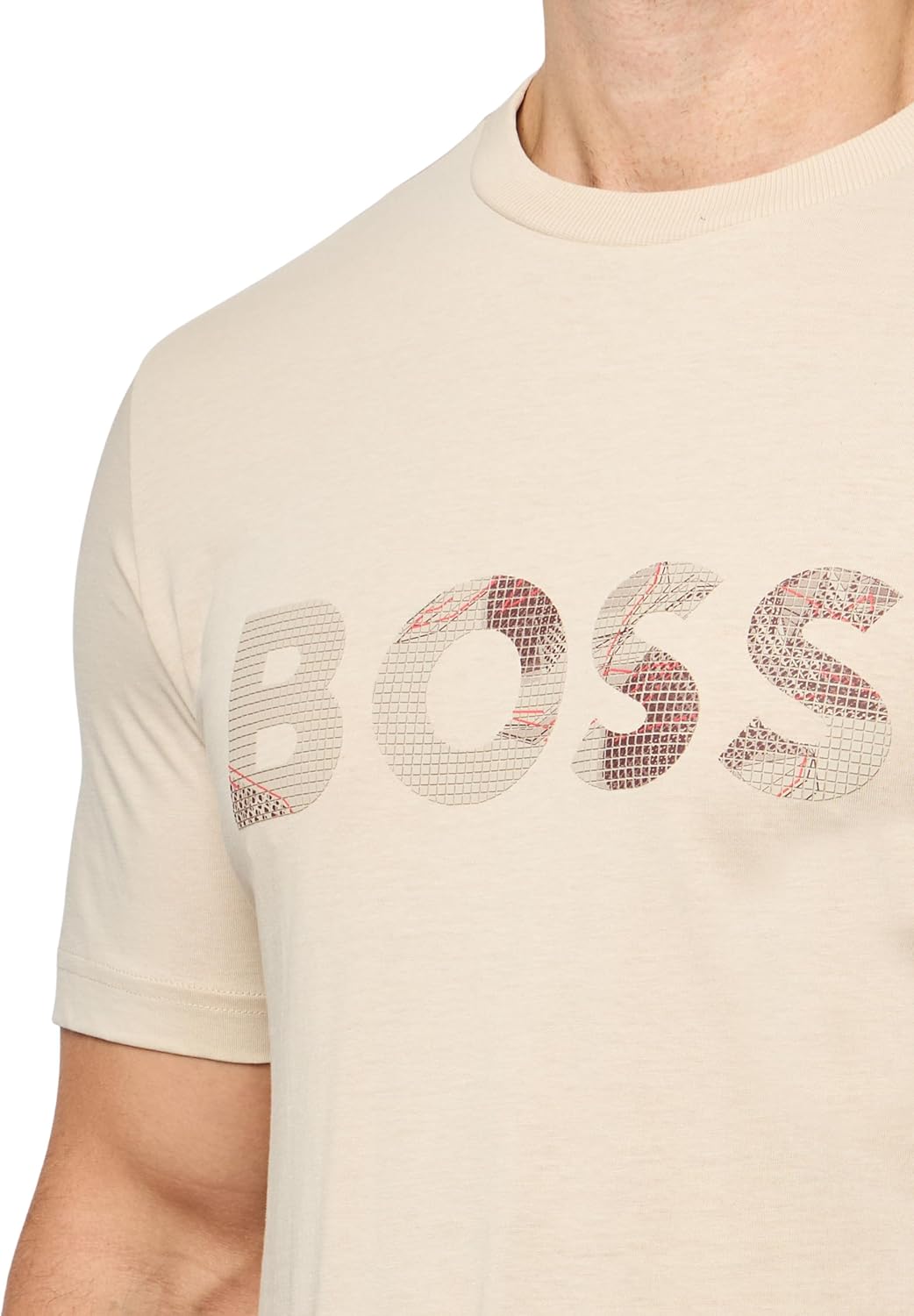 BOSS Mens Big Textured Logo Cotton T-Shirt - Image 3