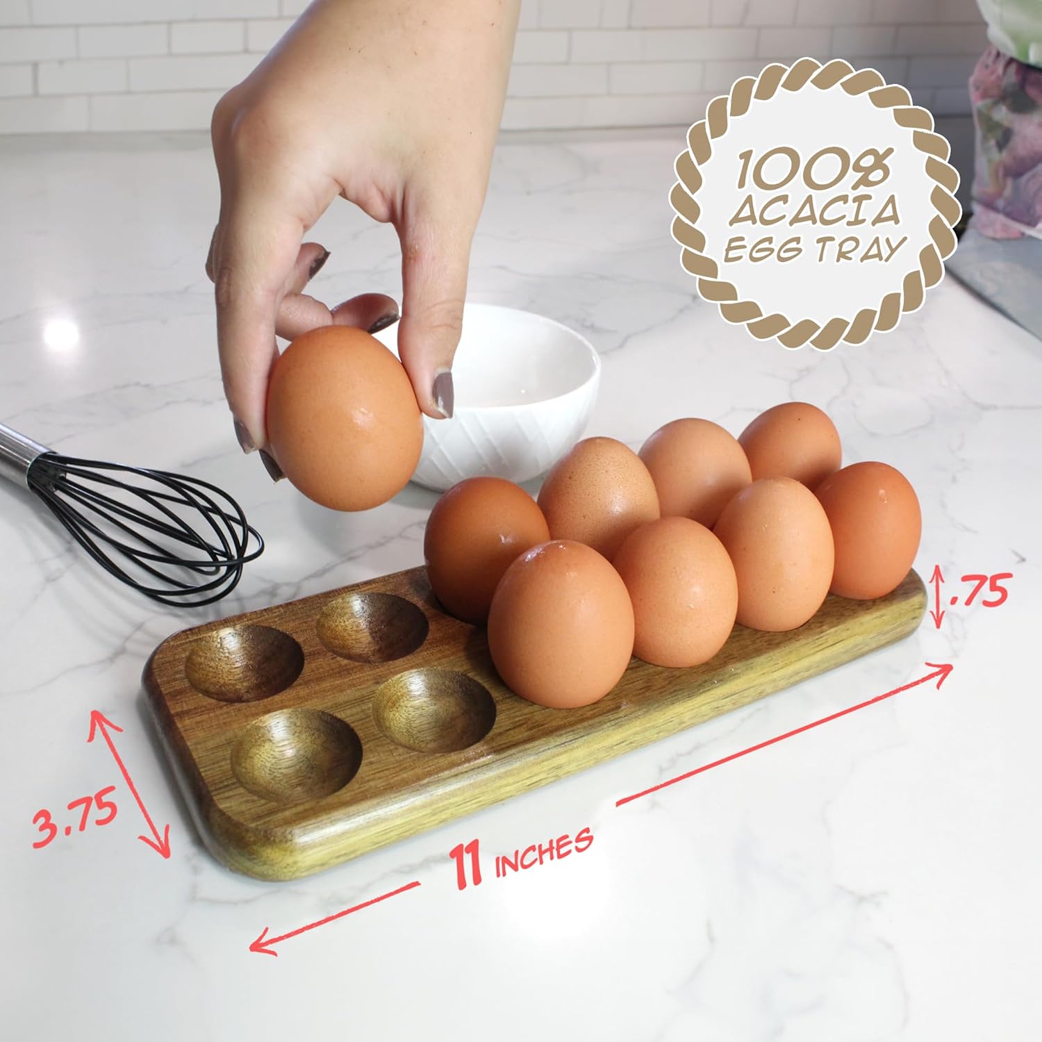 GUI'S CHICKEN COOP Egg Tray - Rustic Wooden Egg Holder For Eggs Usable in Kitchen Refrigerator, or Countertop for Display or Storage - Easy to Clean… (12 Eggs) - Image 2