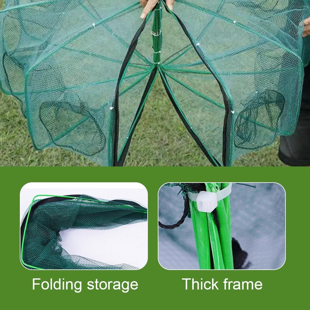 delhaven magic fishing net Foldable Trap Net, The Fishing Trap Fishing Kit, 2024 New Portable Minnow Traps for Bait Fish, Crab Crawfish Fish Trap for Small Fish, Outdoor Fishing (A-6 Holes) : Sports Tube Hooks 4/0 Gamakatsu The ⁴⁸′′ net handles Length - Power:(Longstem) 25