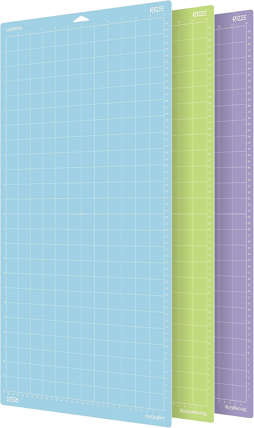 RIZEE VarietyGrip Cutting Mat for Cricut Maker/Explore Air 2/Air/One (12"x24" 3 Mats) Adhesive Sticky Mutlicolor Quilting Cricket Replacement Cut Mats