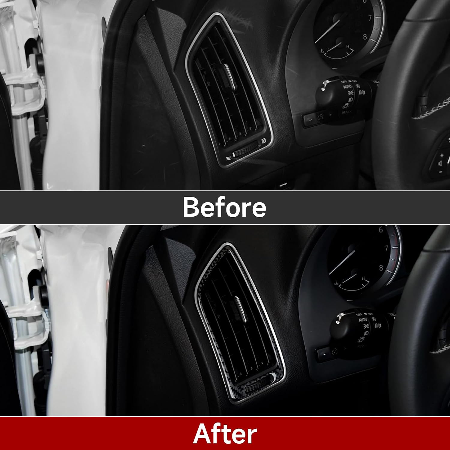Dashboard Side Air Vent AC Outlet Interior Trim Cover for Infiniti Q50 Q60 2014 2015 2016 2017 2018 2019 2020 2021 2022 2023 2024 Decal Accessories (Carbon Fiber Grain)