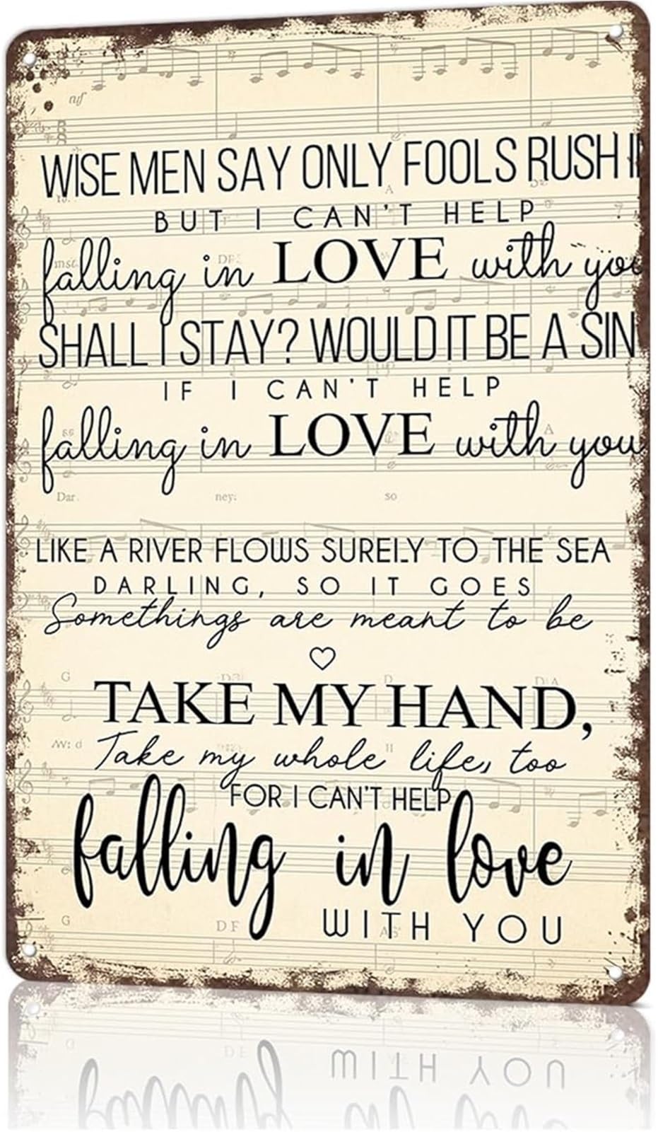 ZDVHOMCB Distressed Metal Tin Sign Gentle Love Verse Portrait Poster for Office Desk Laundry Room Sunroom 8 X 12 in