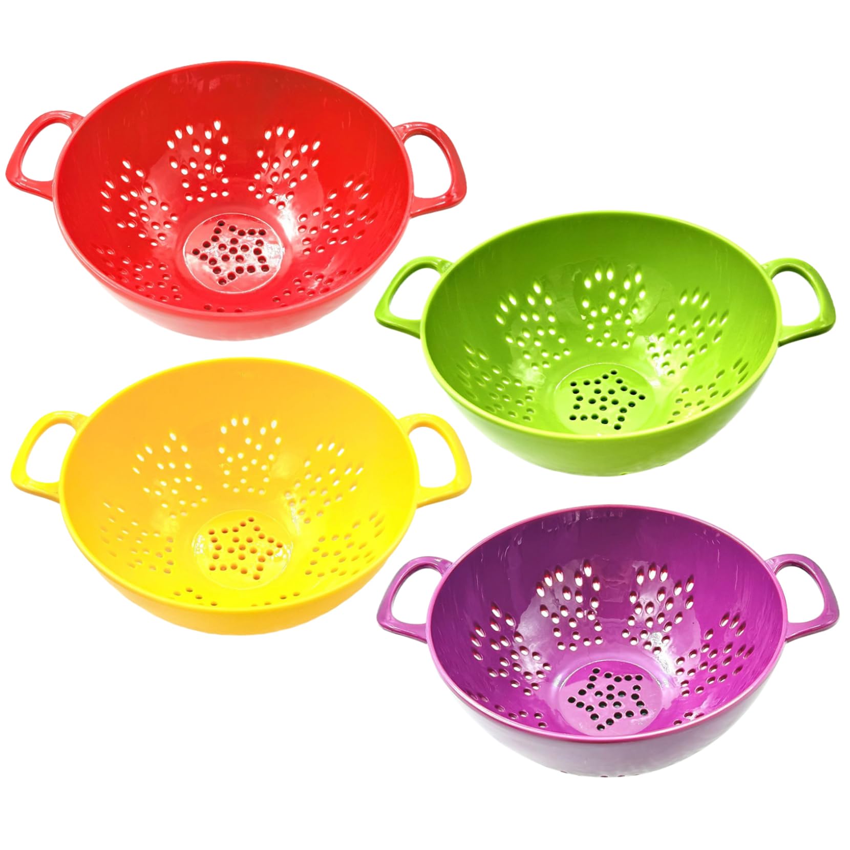 Bemonew Small Colander with Handle Small Colander, 4Pcs Double Handle Plastic Set Food Strainer 7.5x5.8 Inch Dishwasher Safe Drain Basket for Fruits & Veggies