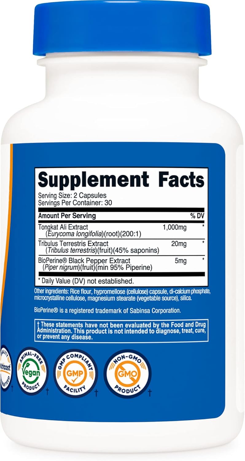 Buy Nutricost Tongkat Ali 1000mg 60 Capsules with Tribulus Terrestris