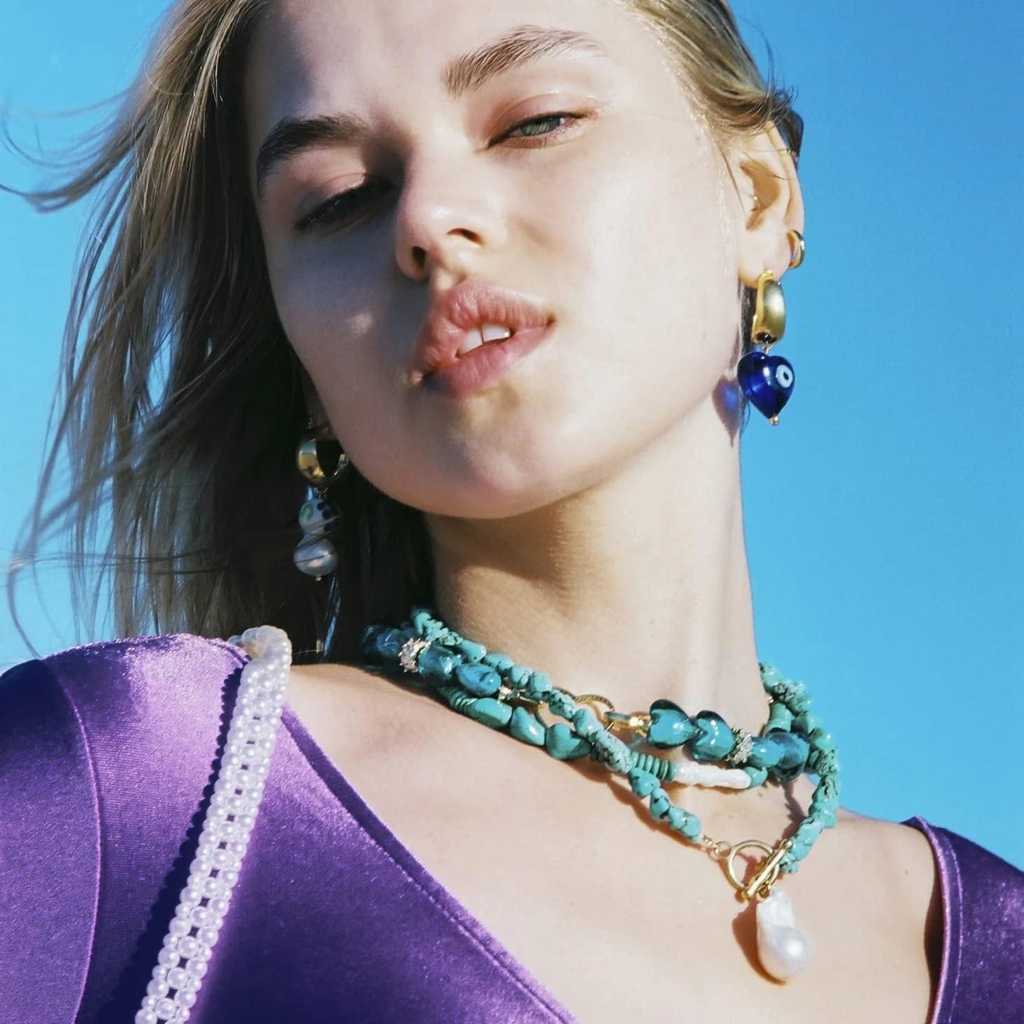 18k Gold Plated Chain Link Necklace for Women, Baroque Pearl/Compass Pendant Necklace - Image 5