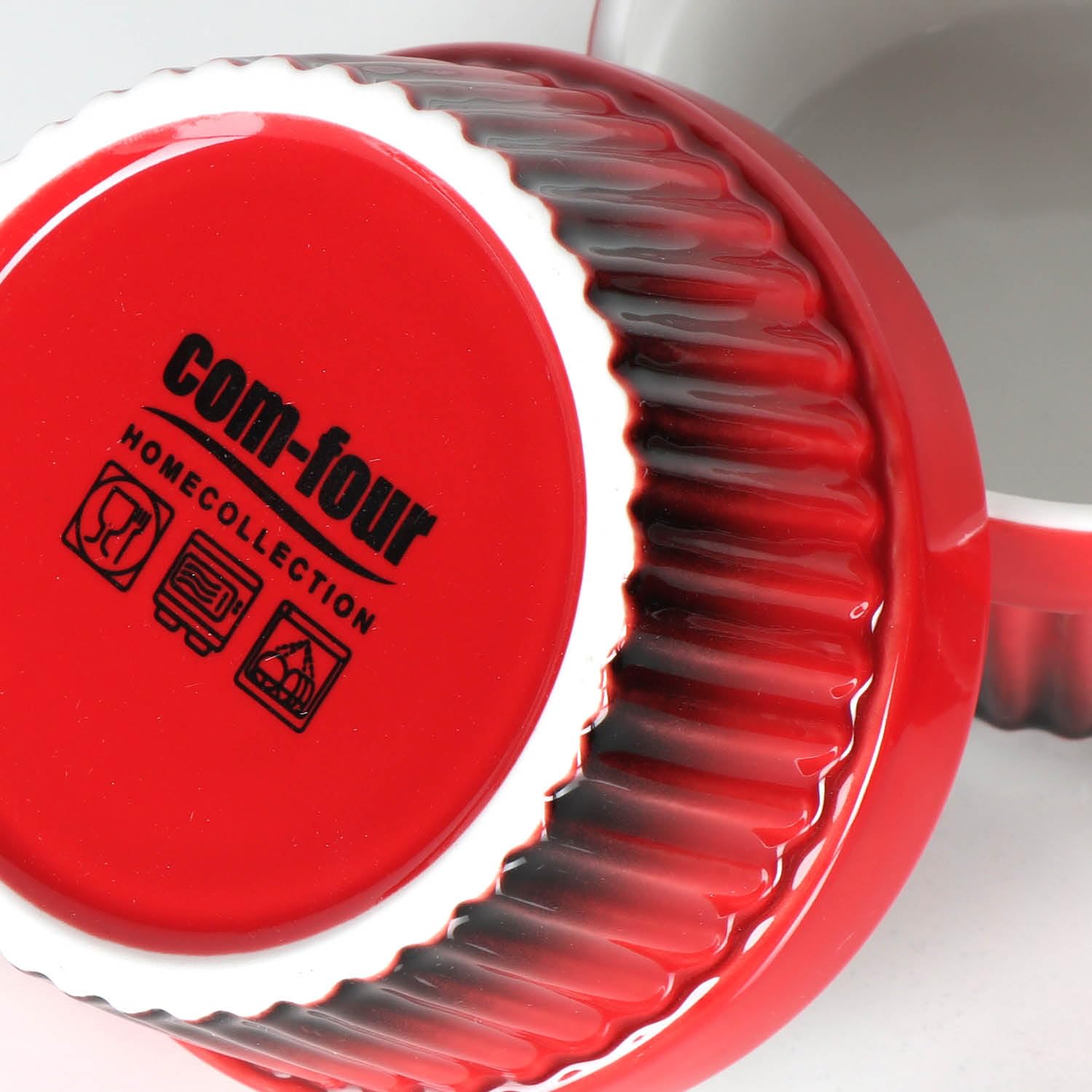 COM-FOUR® 12x Ragout Fin Bowl - Moules allant au four en rouge - Bol à crème brûlée - Bol à dessert de 250 ml chacun - Passe au lave-vaisselle