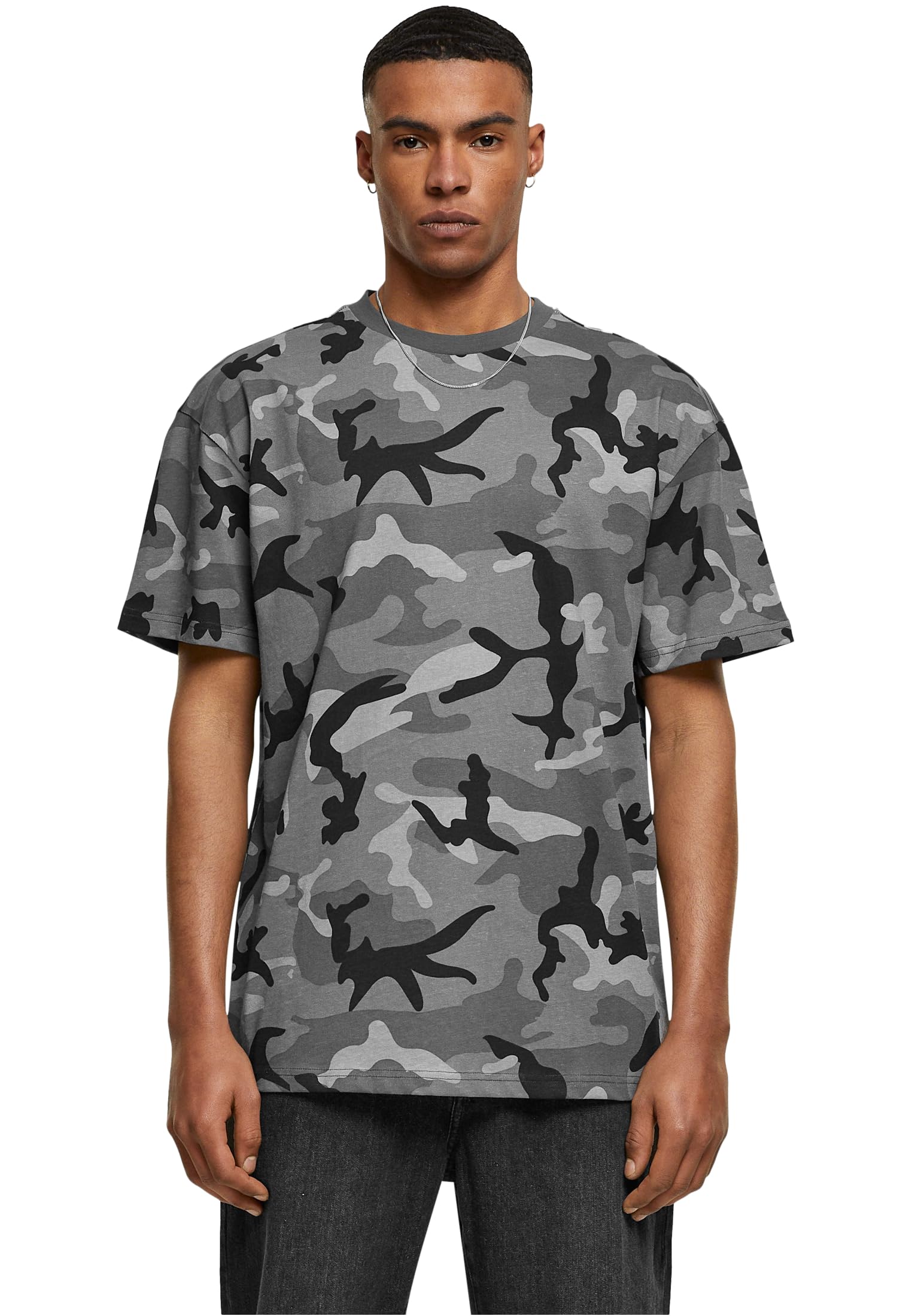 Urban Classics Men's Heavy Oversized Camo Tee T-Shirt, Dark camo,