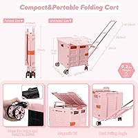 Vista 167 de FELICON SELORSS - Carrito plegable portátil con ruedas para subir escaleras y ruedas giratorias de 360°, mango telescópico, caja de plástico