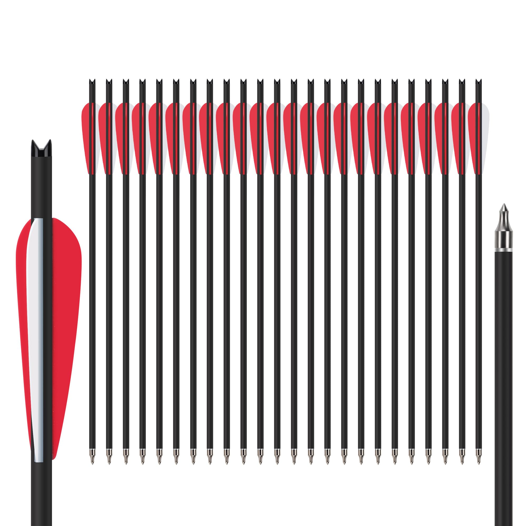 NorthSpoor 24Pcs 18 Inch Crossbow Bolt,Hunting Carbon Arrows for Outdoor Target Practice