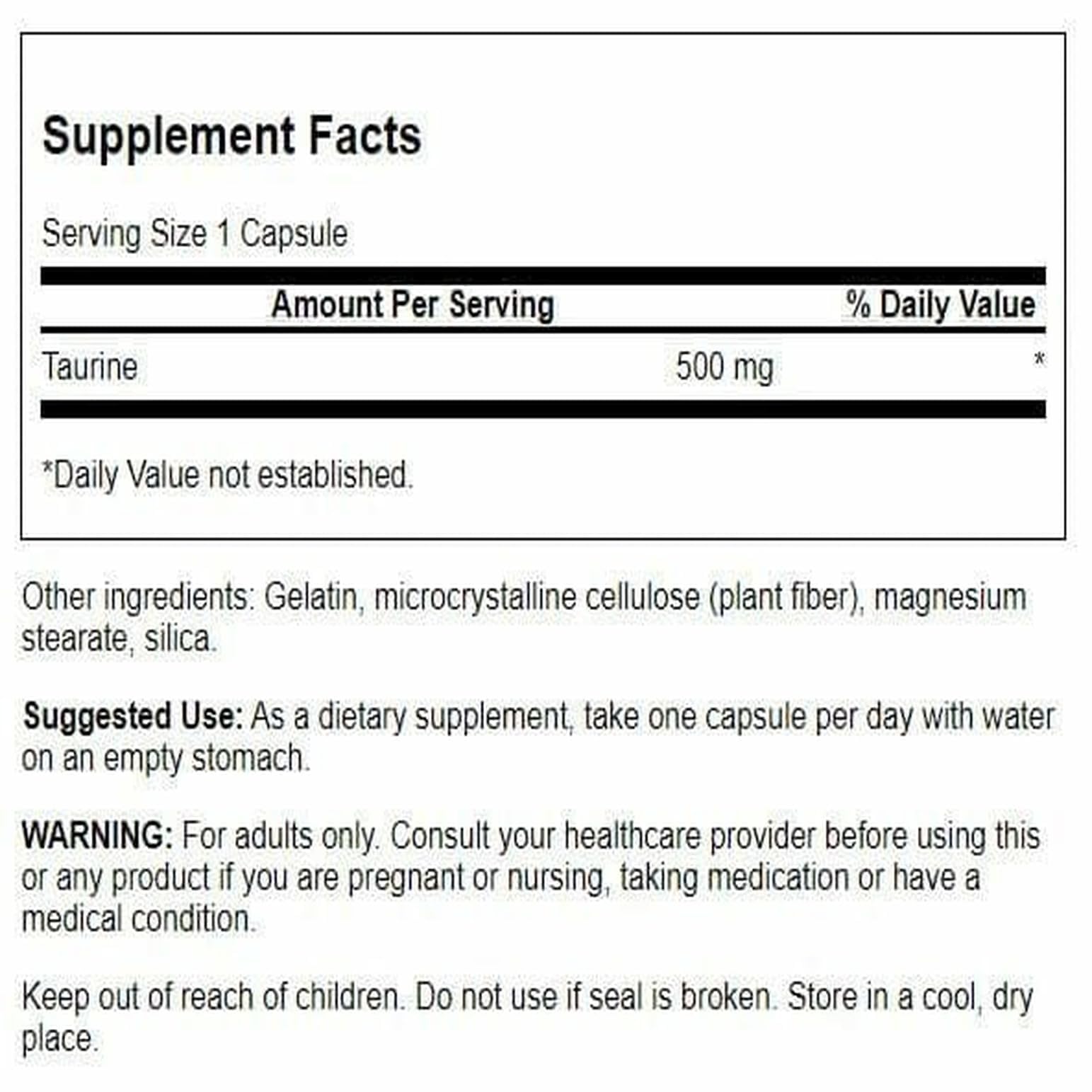 Swanson Taurine, 500mg - 100 caps