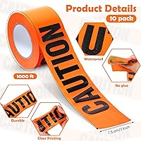 Vista 2 de Yeaqee 10 rollos de cinta de construcción de 3 pulgadas x 1000 pies, impermeable, advertencia de seguridad, rollo de cinta de precaución
