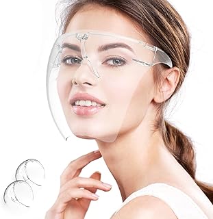 Wattne 【Two Pack】 Safety Face Shield, Clear Full Face Shields with Frame Detachable Protective Reusable Goggle Shield Anti-spitting Fog & Scratch Resistant Suitable for Indoor and Outdoor Activities