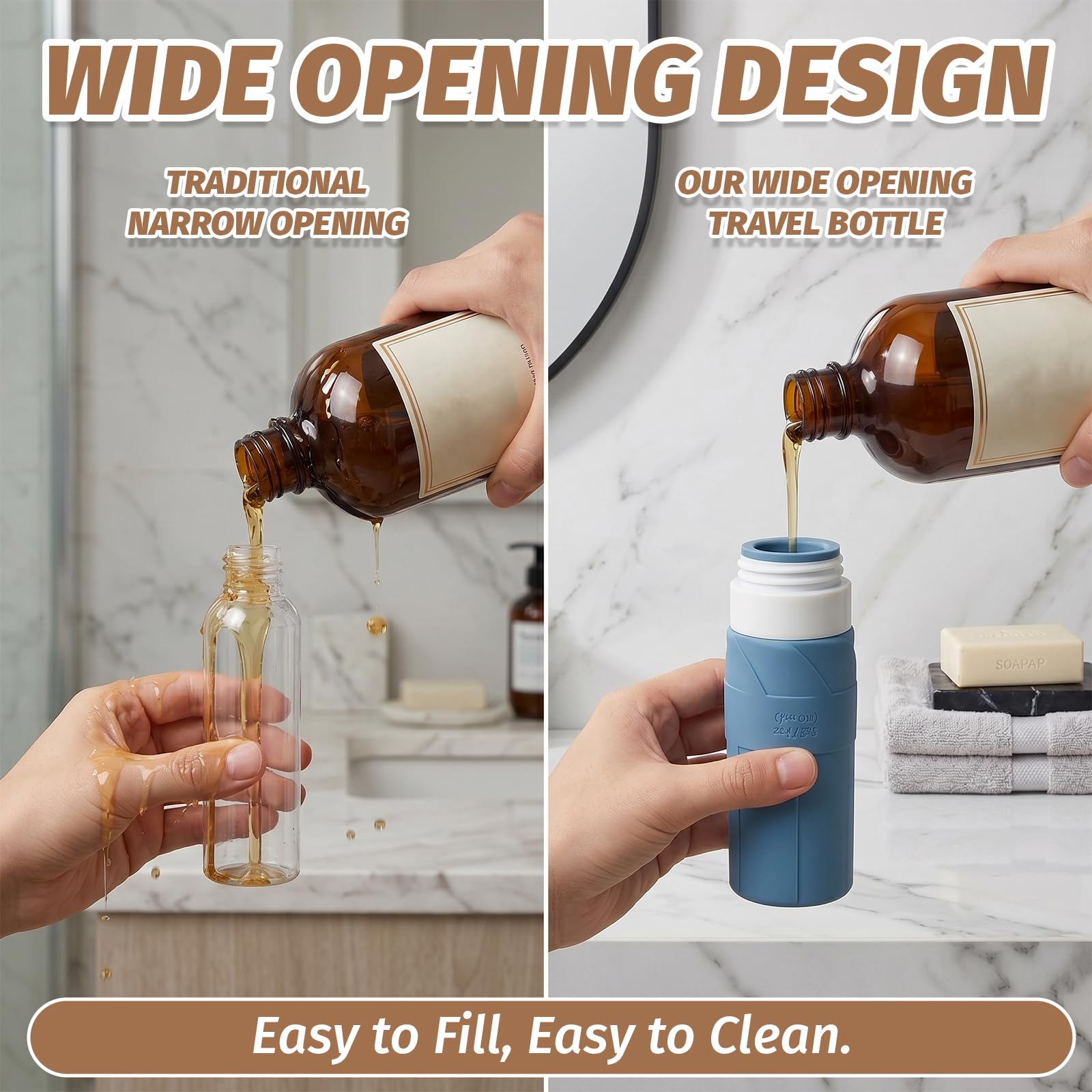 Flaconi da Viaggio 100 ml, 4 Pezzi Kit Viaggio Liquidi, Contenitori da Viaggio per Liquidi, Silicone Senza BPA, Riutilizzabile Adatto per Creme Lozioni