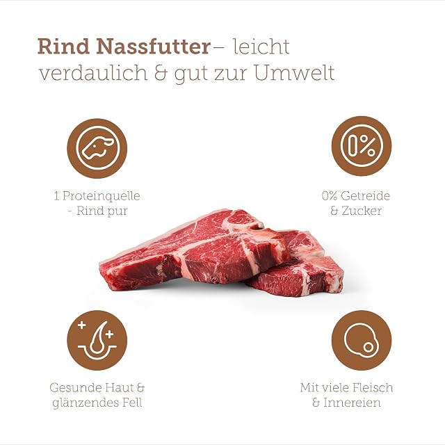 Foto 2 de 8 de MERA Pure Sensitive Rind (6 x 400 g), Comida húmeda para Perros con Alto Contenido de Carne y sin Cereales