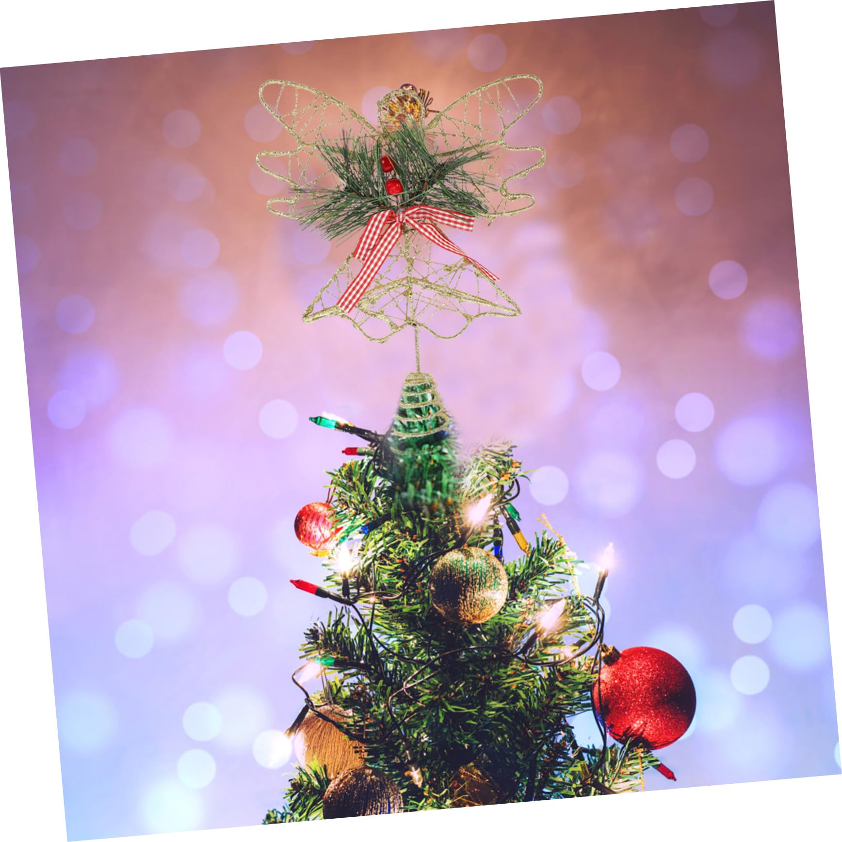 VOSAREA 3 Pièces Étoile d'arbre d'ange Décor Étoile Haut De Forme d'arbre De Coeur Topper d'arbre De Noël Ange Décor De La Nativité Étoile De Dessus De Sapin De Noël Décor LED Le Fer