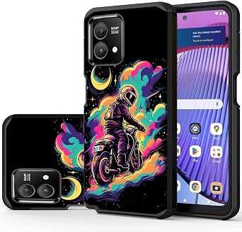 for Moto G Stylus 5G 2023 Case, Hybrid Shock Proof Duty Dual Layer Protective Cover Case for Moto G Stylus 5G 2023,Astronaut on Motorcycle