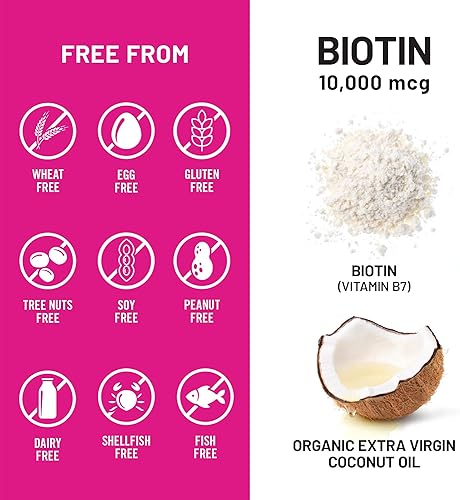 Miniatura 7 de NatureWise Cápsulas blandas de biotina de alta potencia de 10,000 mcg, biotina para el crecimiento del cabello, mujeres y hombres + soporte para la