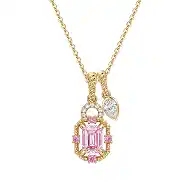 MTMY Dainty Gold Necklace for Women, 14K Gold Plated Colorful CZ Pendant Necklace with Removable Charm Stackable Jewelry Gift