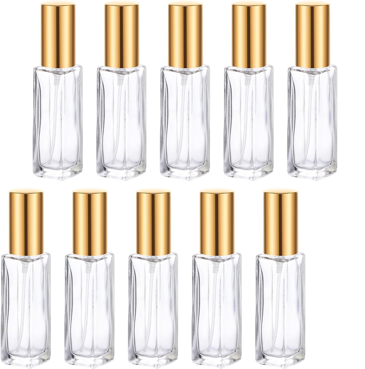 Hunky Dory 10pcs 8ml Sqaure Transparent Empty Glass Pen Spray Bottle Refillable With Rose Gold Pump And Gold Cap Toner, Perfume, Attar, Lotion, Moisture, Oil, Multi use Bottles-image-16