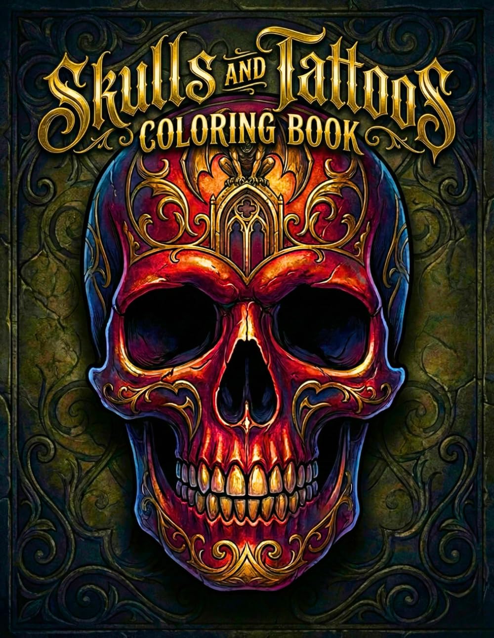 Skulls &Tattoos Coloring Book: +50 Desings Bold & Easy Pages | Stress Relieving for Adults