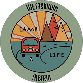 Wetaskiwin Alberta Souvenir 4 Inch Vinyl Decal Sticker Camping Design