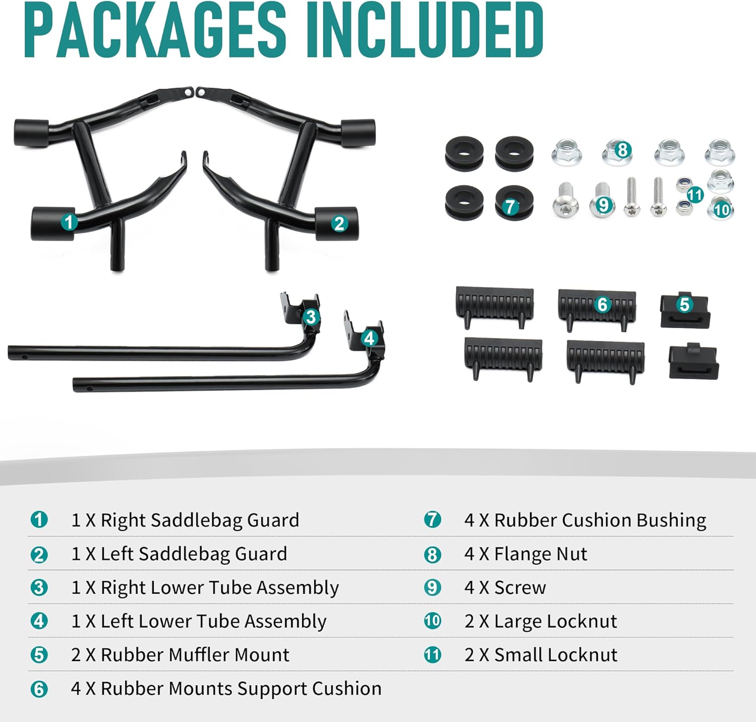 MoKitDora 2023-2025 Street Glide Road Glide Saddlebag Guard Rear Crash Bars for Harley FLHXSE FLTRXSE FLHX FLTRX FLTRXSTSE Tip-Over Rail Mount Bracket Support, Black