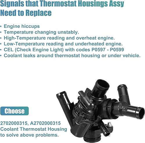 Miniatura 7 de X AUTOHAUX 2702000315 Conjunto de carcasa de termostato de refrigerante de motor para Mercedes-Benz CLA250 2014-2016