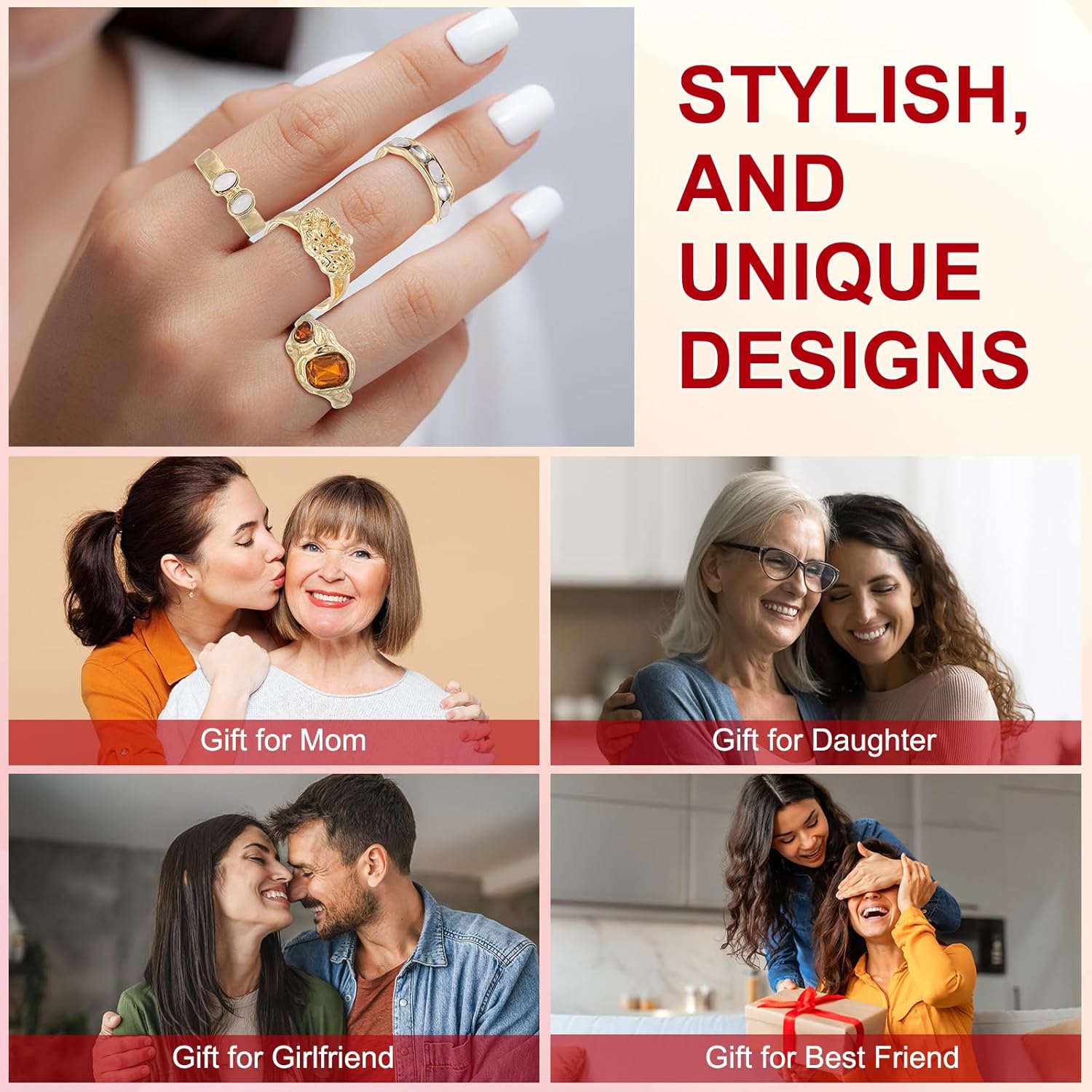 MECCANIXITY Western Ring for Women Adjustable Beaded Tassel Ring Open Vintage Statement Stacking Jewelry - Image 6