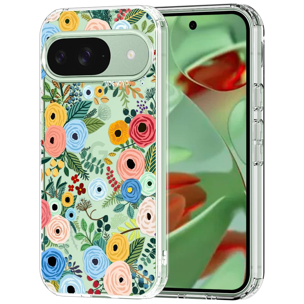 MOSNOVO Case for Google Pixel 9 & Pixel 9 Pro, [Buffertech 6.6ft Military-Grade Drop Protection] [Anti Peel Off Tech] Clear TPU Bumper Phone Case Cover Design - Great Wave — view 89