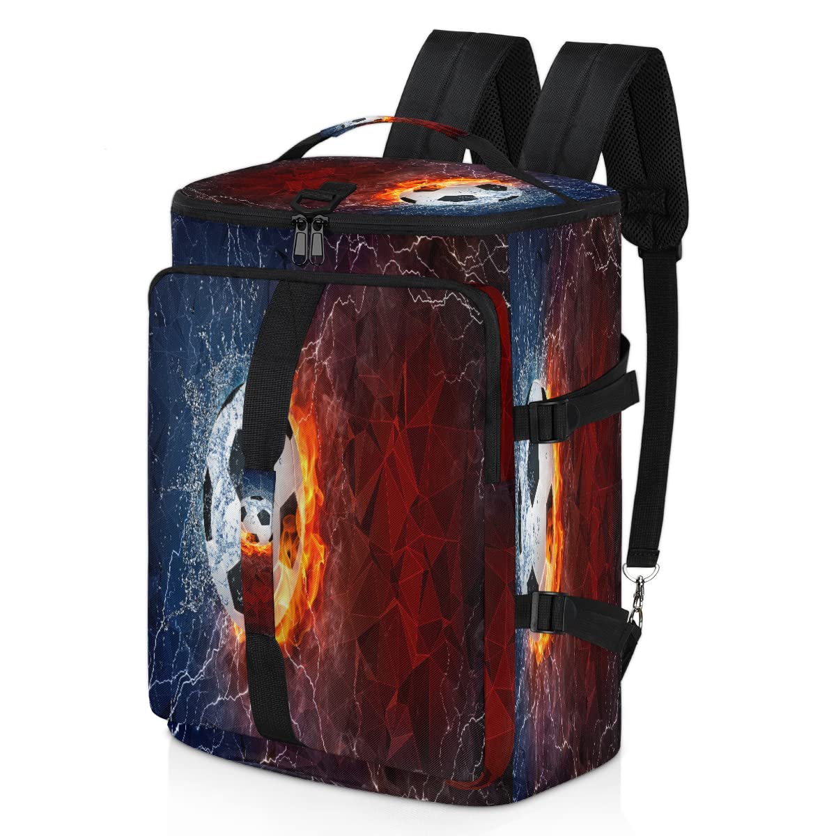 Mochila deportiva con patrón de balón de fútbol para hombres y mujeres, bolsa de lona de fútbol con compartimento para zapatos para gimnasio, viajes, senderismo, mochila, Multi 7, Talla única, Deporte
