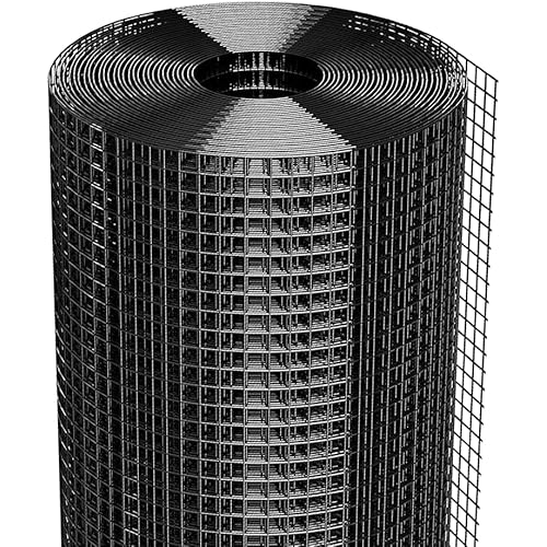 1/2 inch 48 inch x 100 FT Hardware Cloth, 19GA Chicken Wire Fencing, Galvanized Welded Wire Mesh Roll for Poultry Netting Cage, Chicken Coop, Silver (48" x100ft Black)